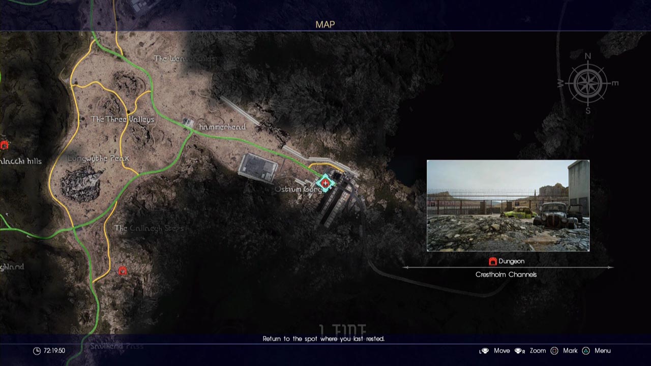 final fantasy 15 crestholm channels dungeon map location